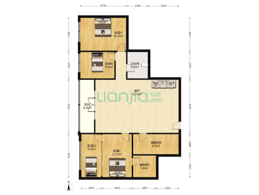 龙珅花园 4室1厅1卫 180平方