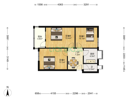 三孔桥街16号 3室0厅1卫 66平方