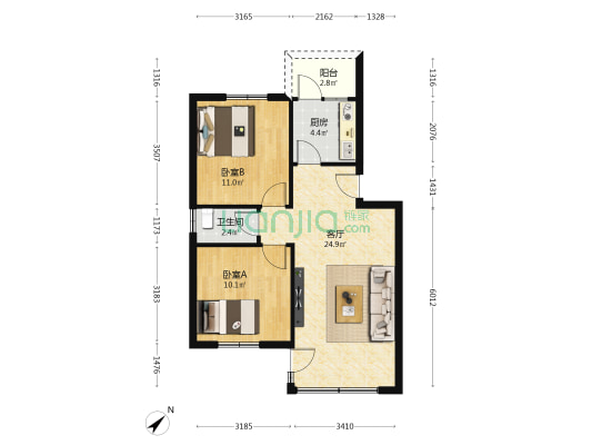 大沙地西273号大院 2室1厅1卫 69平方