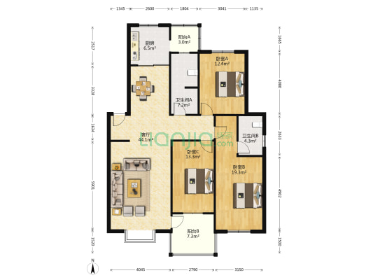 郑大四附院家属院 3室1厅2卫 140平方
