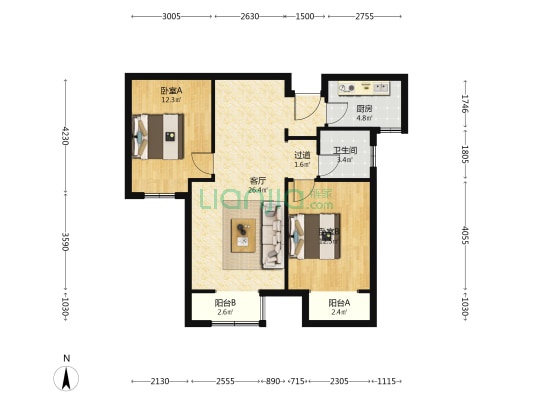 假日·星座 2室1厅1卫 98平方