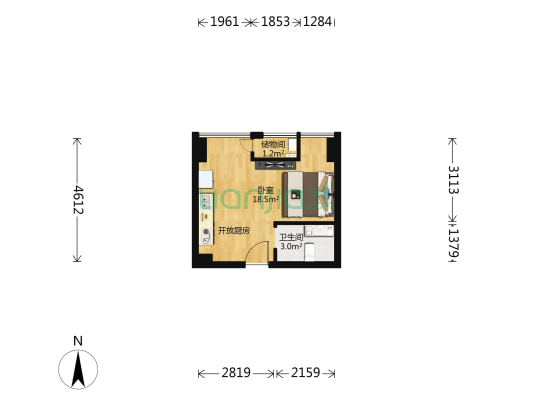 巨仁广场 1室0厅1卫 33平方
