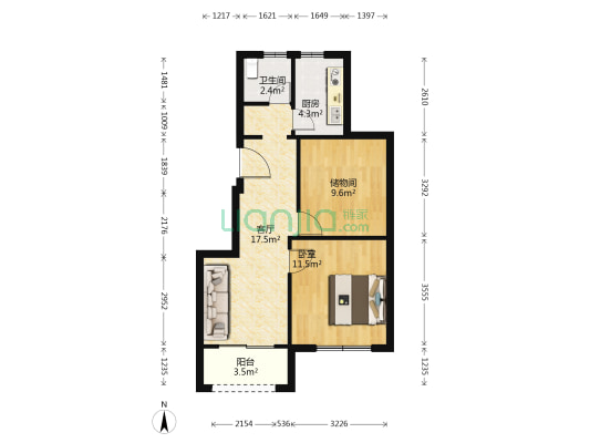 古塘阳光 1室1厅1卫 67平方