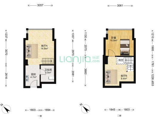 汉飞青年城 1室2厅1卫 37平方