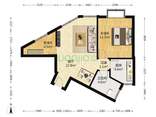 朝晖景苑 2室1厅1卫 69平方
