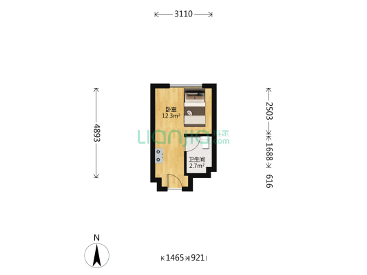 孔雀汇景轩西区 1室0厅1卫 25平方