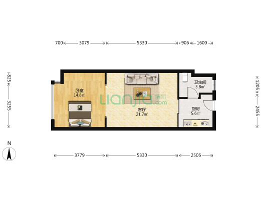 金果SOHO 1室1厅1卫 66平方