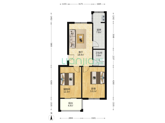 晨光家园 1室1厅1卫 77平方