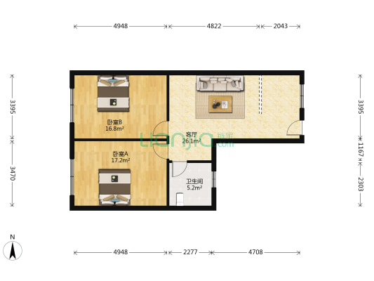 县府西街21号 2室1厅1卫 79平方