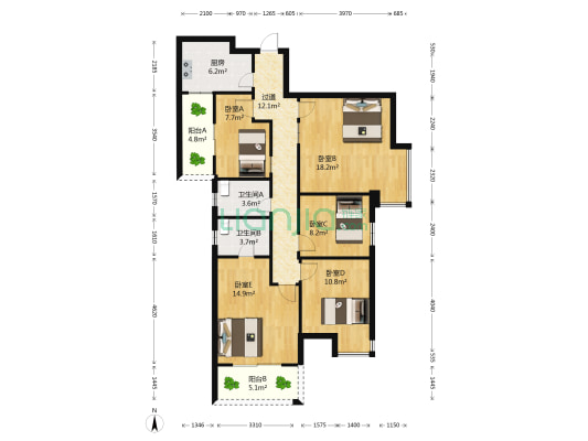 解甲苑 5室0厅2卫 120平方