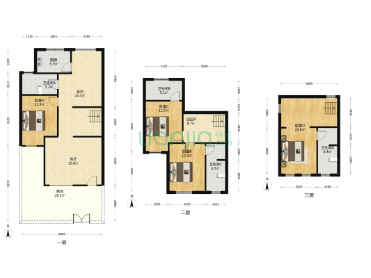高尔夫联排别墅4A景区环境优美南北通透-户型图
