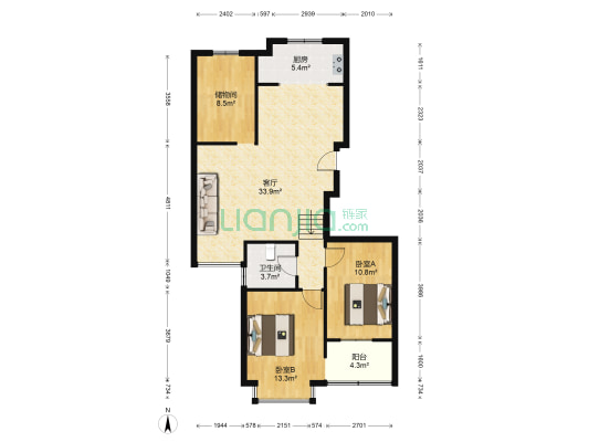 九里峰景B区 2室1厅1卫 104平方