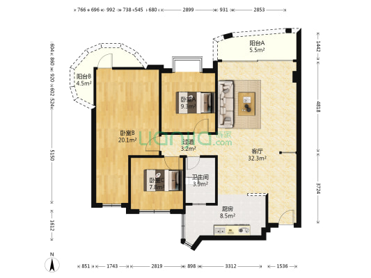 锦绣半岛 3室1厅1卫 100平方