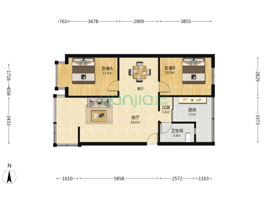 台光花园 2室1厅1卫 79平方