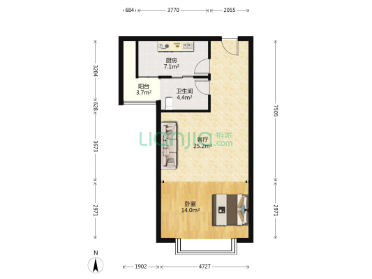 大都会高尔夫和风(公寓) 1室1厅1卫 74平方