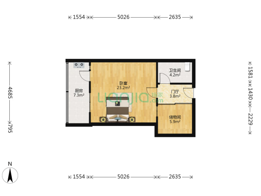 怡园小区(香坊区) 1室0厅1卫 55平方