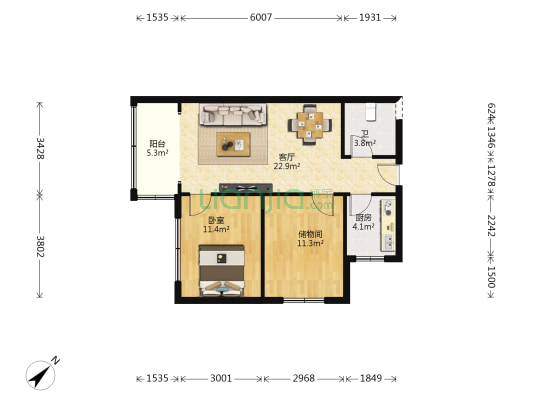 双龙苑小区 1室1厅1卫 68平方