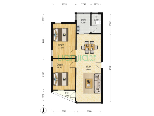 黄家塘52号 2室1厅1卫 69平方