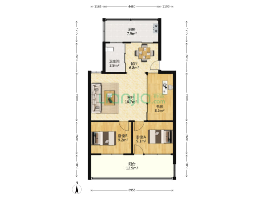 通州城市花园 3室2厅1卫 72平方