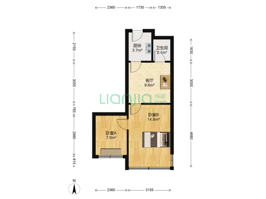 蚕花园永和坊 2室1厅1卫 64平方