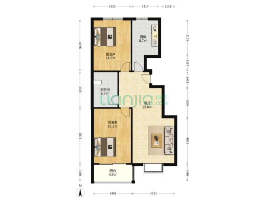 尚书苑 2室1厅1卫 102平方