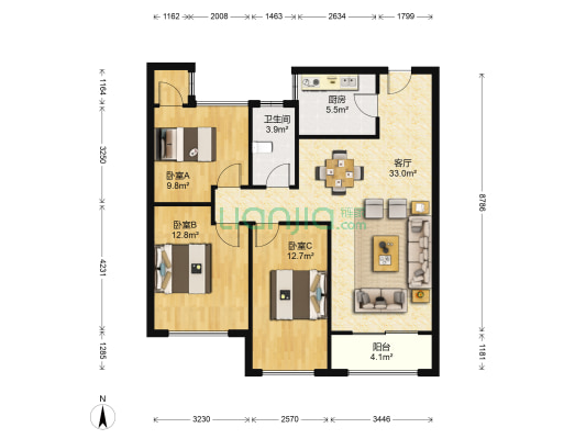尚府 3室1厅1卫 108平方