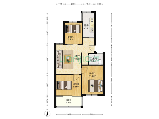 美都新村 3室1厅1卫 74平方
