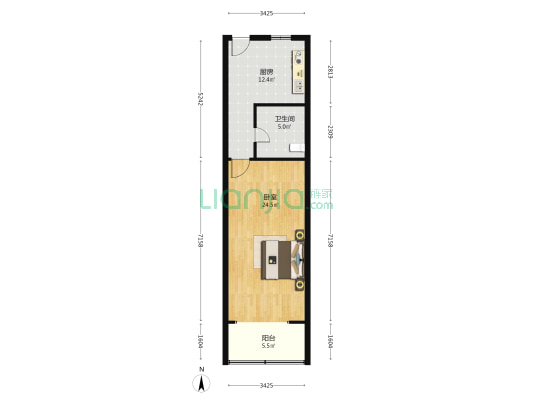 思美公寓 1室0厅1卫 66平方