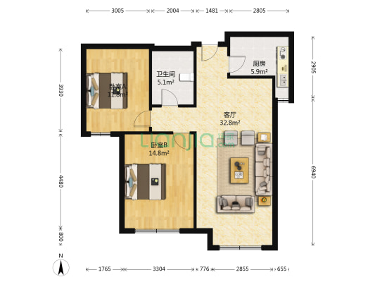 婚房装修 有房本 无抵押 随时签约-户型图