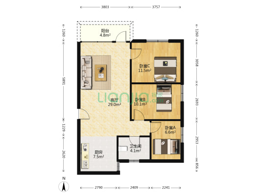 新丰大厦 3室1厅1卫 81平方