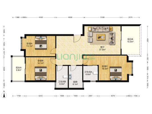 金沙芙蓉苑 3室1厅2卫 125平方