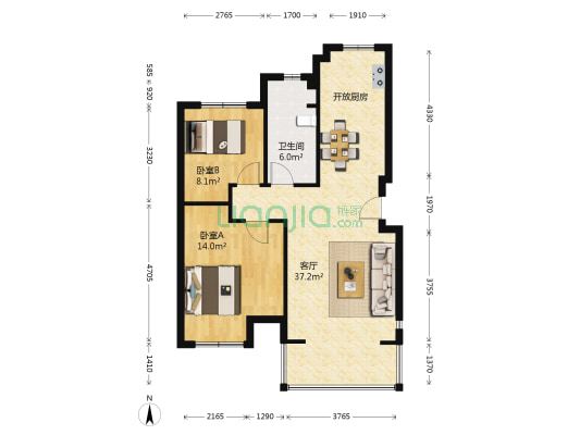 招商海德公园 2室1厅1卫 80平方