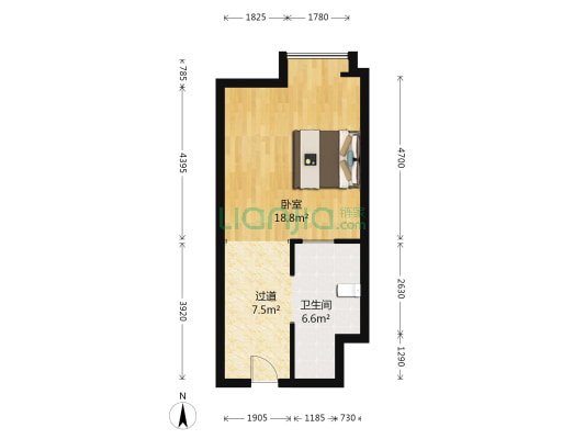 东方天玺大厦 1室0厅1卫 51平方