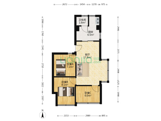 飞鹅新村 3室1厅1卫 48平方