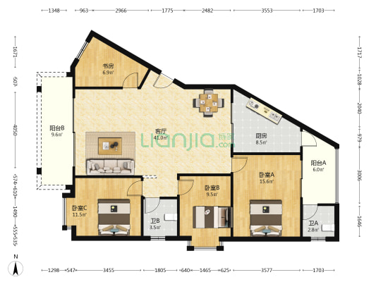 成華苑 4室1厅2卫 131平方