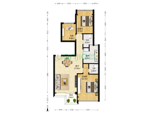 南城都汇汇朗园五期 3室1厅2卫 89平方