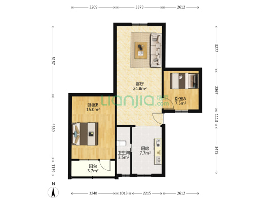 飞山街90号 2室1厅1卫 76平方