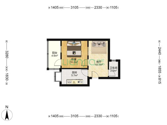 永安街38号 1室1厅1卫 38平方