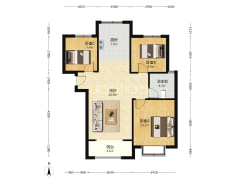 样板间户型三居，双通透户型，精装优选房-涿州天伦湾嘉园户型图