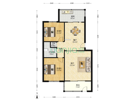 陕西省戒毒管理局家属院 2室2厅2卫 99平方