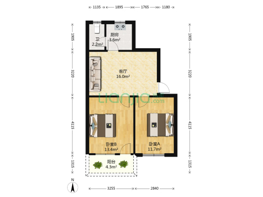 湖滨东路 2室1厅1卫 62平方