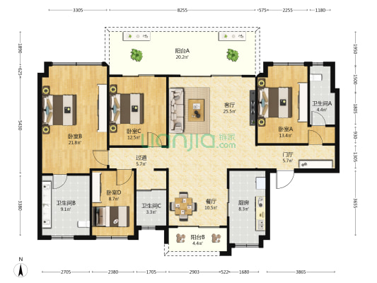 碧桂园·滨海国际君澜湾 4室2厅3卫 177平方