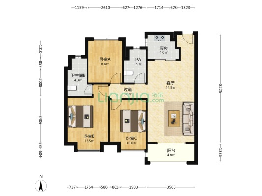 海伦堡天澜府 3室1厅2卫 99平方