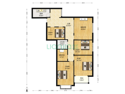 中水金海 4室0厅1卫 136平方