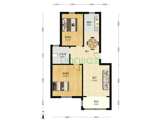 桃李西苑 2室1厅1卫 84平方