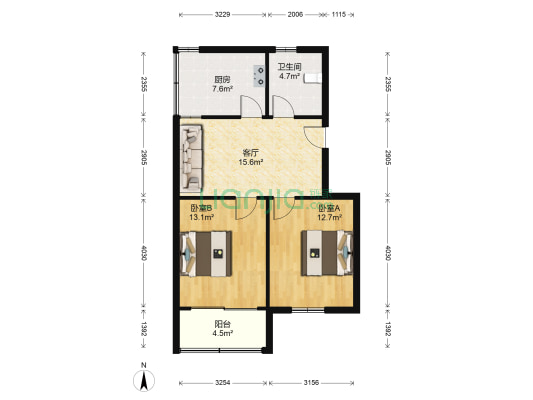 西园里 2室1厅1卫 70平方