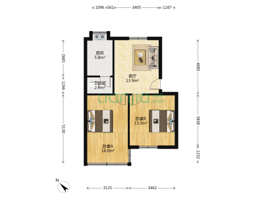 会仙小区 2室1厅1卫 60平方