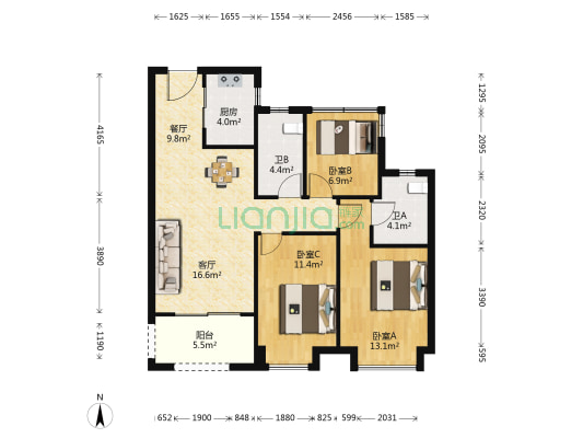 御水兰庭 3室2厅2卫 99平方