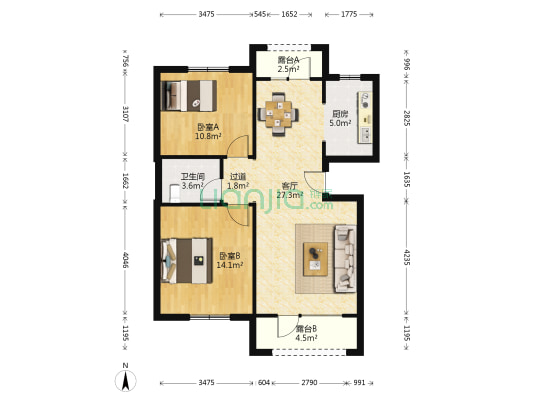 伸马托斯卡纳 2室1厅1卫 94平方