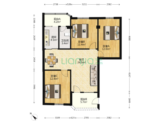 西宁西路 3室1厅1卫 86平方